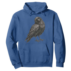 Curious Raven Crow Hoodie Vintage Dark Academia Gothic Black Bird Graphic