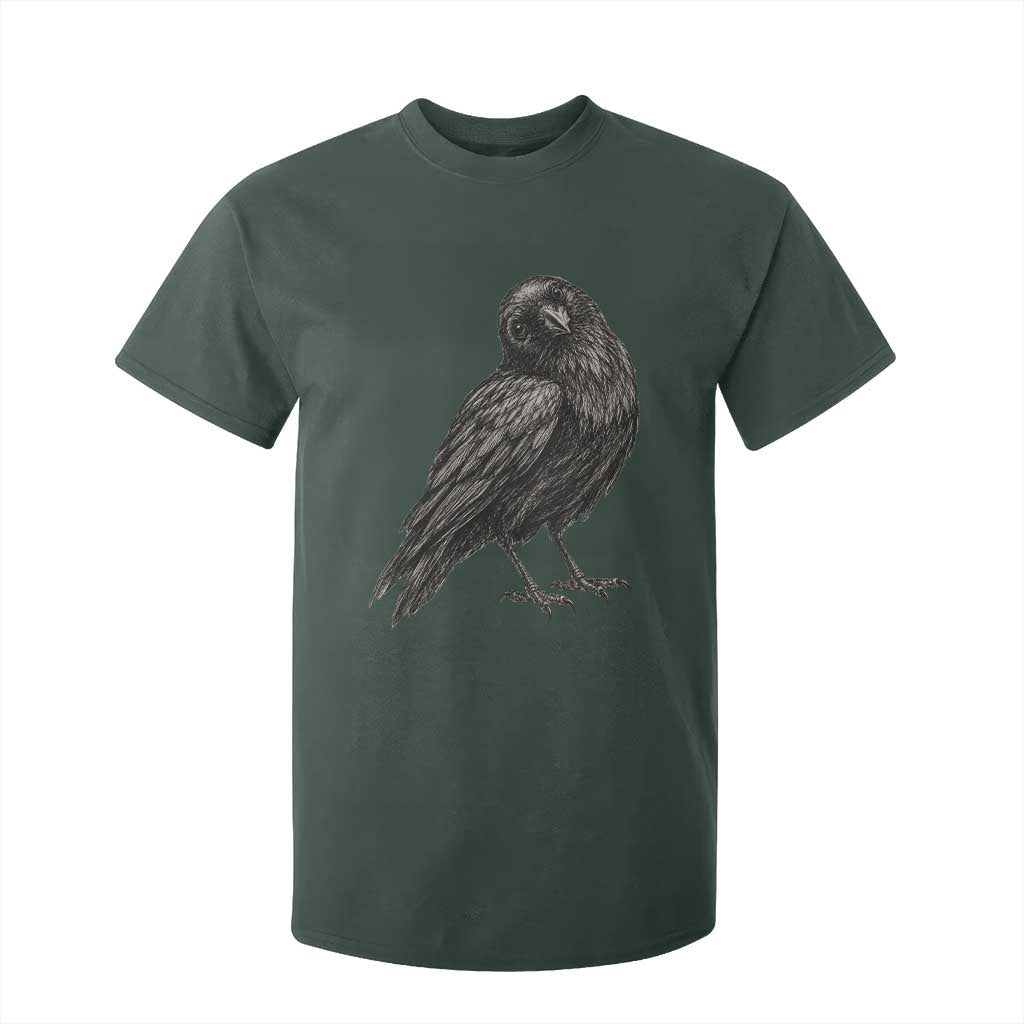 Curious Raven Crow T Shirt For Kid Vintage Dark Academia Gothic Black Bird Graphic