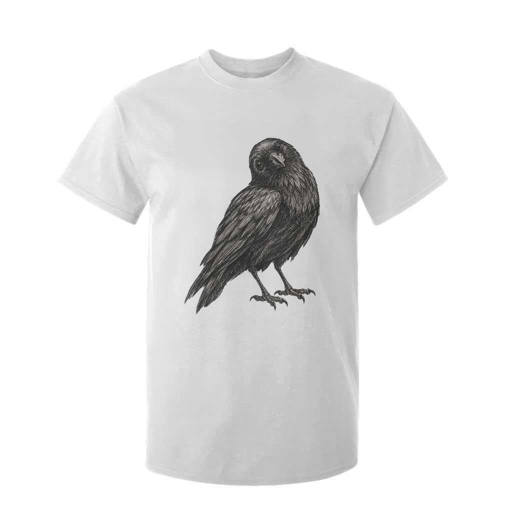 Curious Raven Crow T Shirt For Kid Vintage Dark Academia Gothic Black Bird Graphic