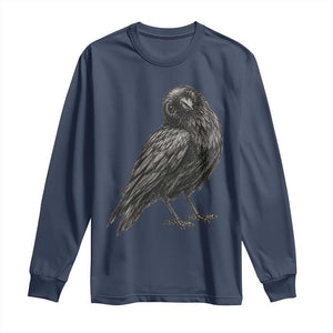 Curious Raven Crow Long Sleeve Shirt Vintage Dark Academia Gothic Black Bird Graphic