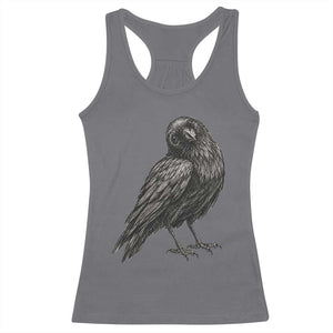 Curious Raven Crow Racerback Tank Top Vintage Dark Academia Gothic Black Bird Graphic