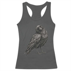 Curious Raven Crow Racerback Tank Top Vintage Dark Academia Gothic Black Bird Graphic
