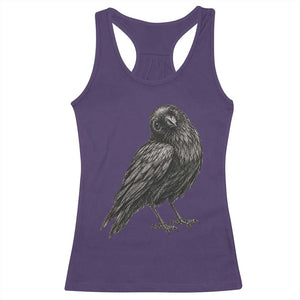 Curious Raven Crow Racerback Tank Top Vintage Dark Academia Gothic Black Bird Graphic