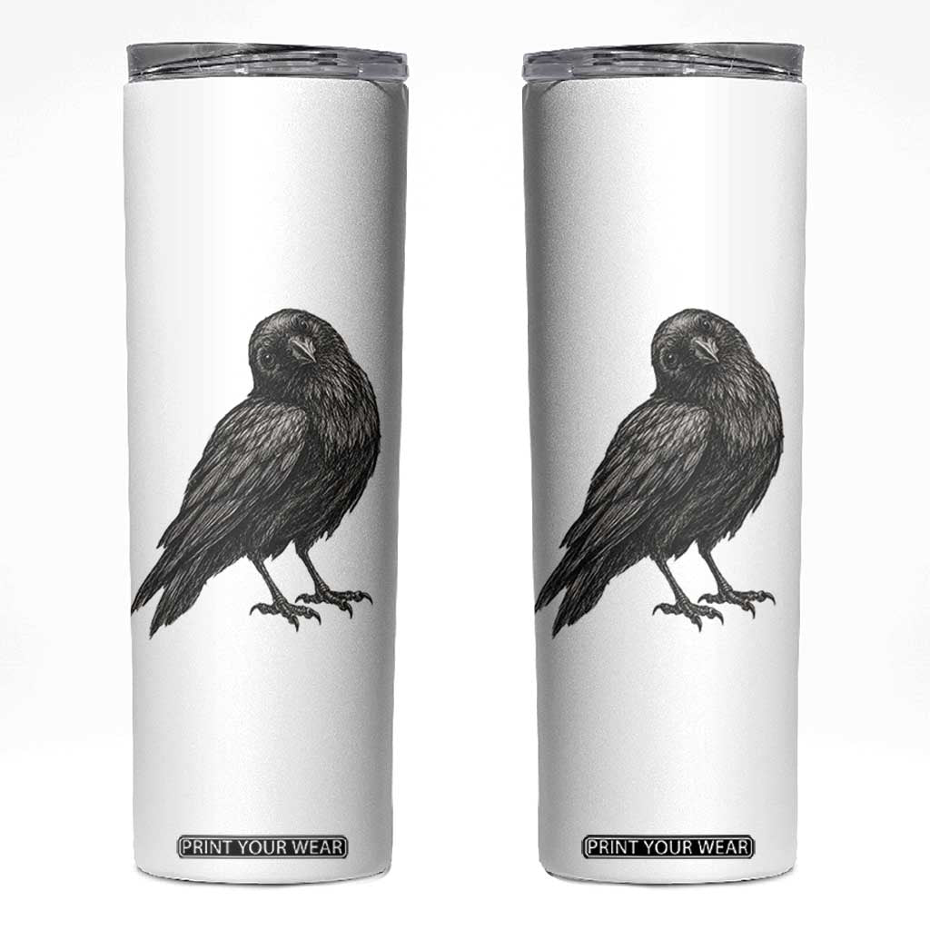 Curious Raven Crow Skinny Tumbler Vintage Dark Academia Gothic Black Bird Graphic TS10 White Print Your Wear