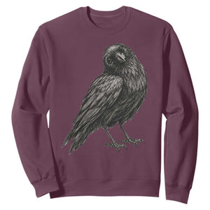 Curious Raven Crow Sweatshirt Vintage Dark Academia Gothic Black Bird Graphic