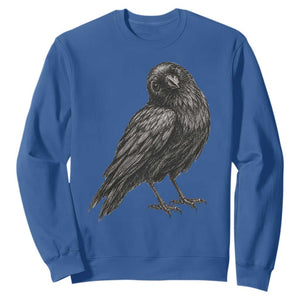 Curious Raven Crow Sweatshirt Vintage Dark Academia Gothic Black Bird Graphic