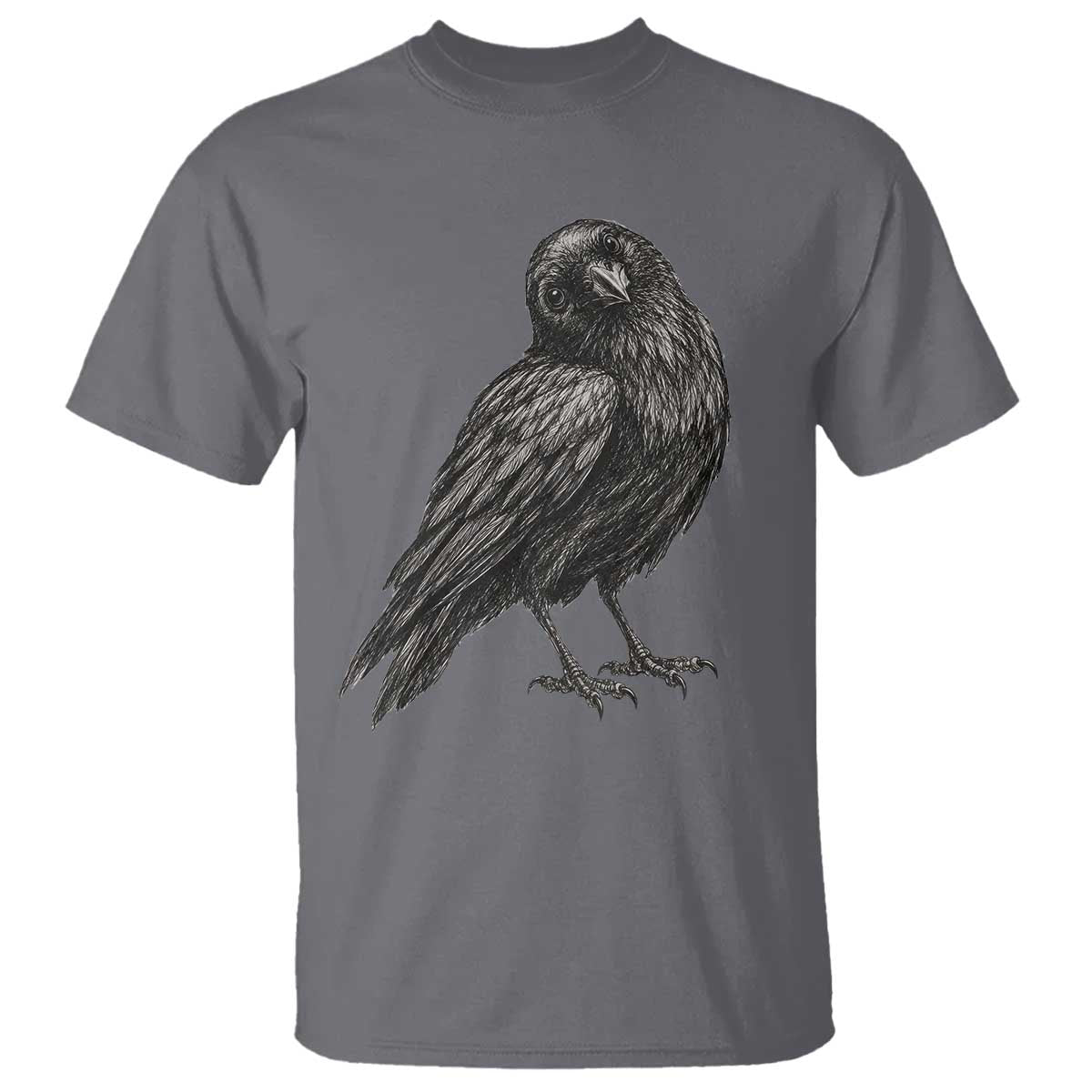 Curious Raven Crow T Shirt Vintage Dark Academia Gothic Black Bird Graphic