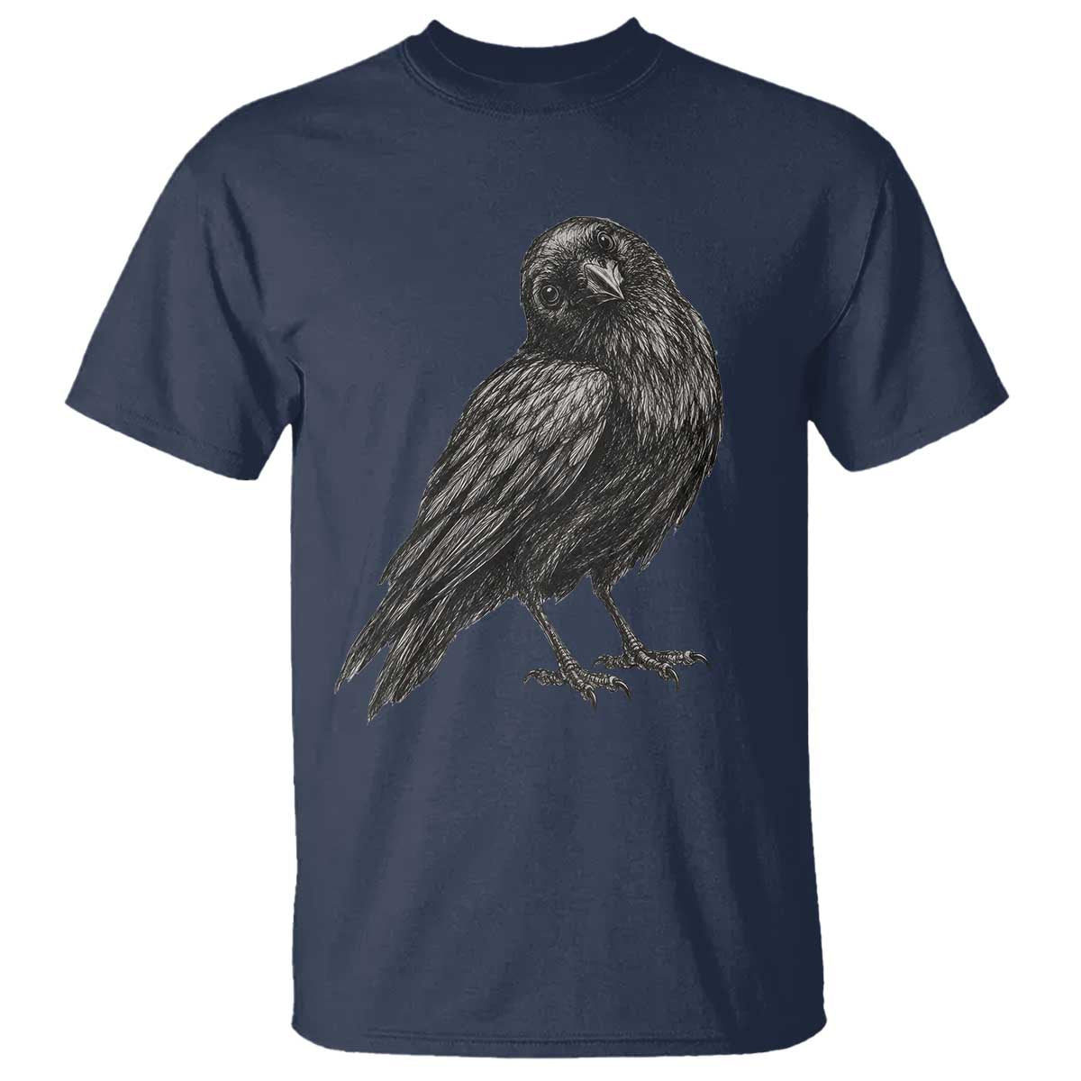 Curious Raven Crow T Shirt Vintage Dark Academia Gothic Black Bird Graphic
