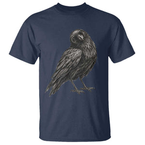 Curious Raven Crow T Shirt Vintage Dark Academia Gothic Black Bird Graphic