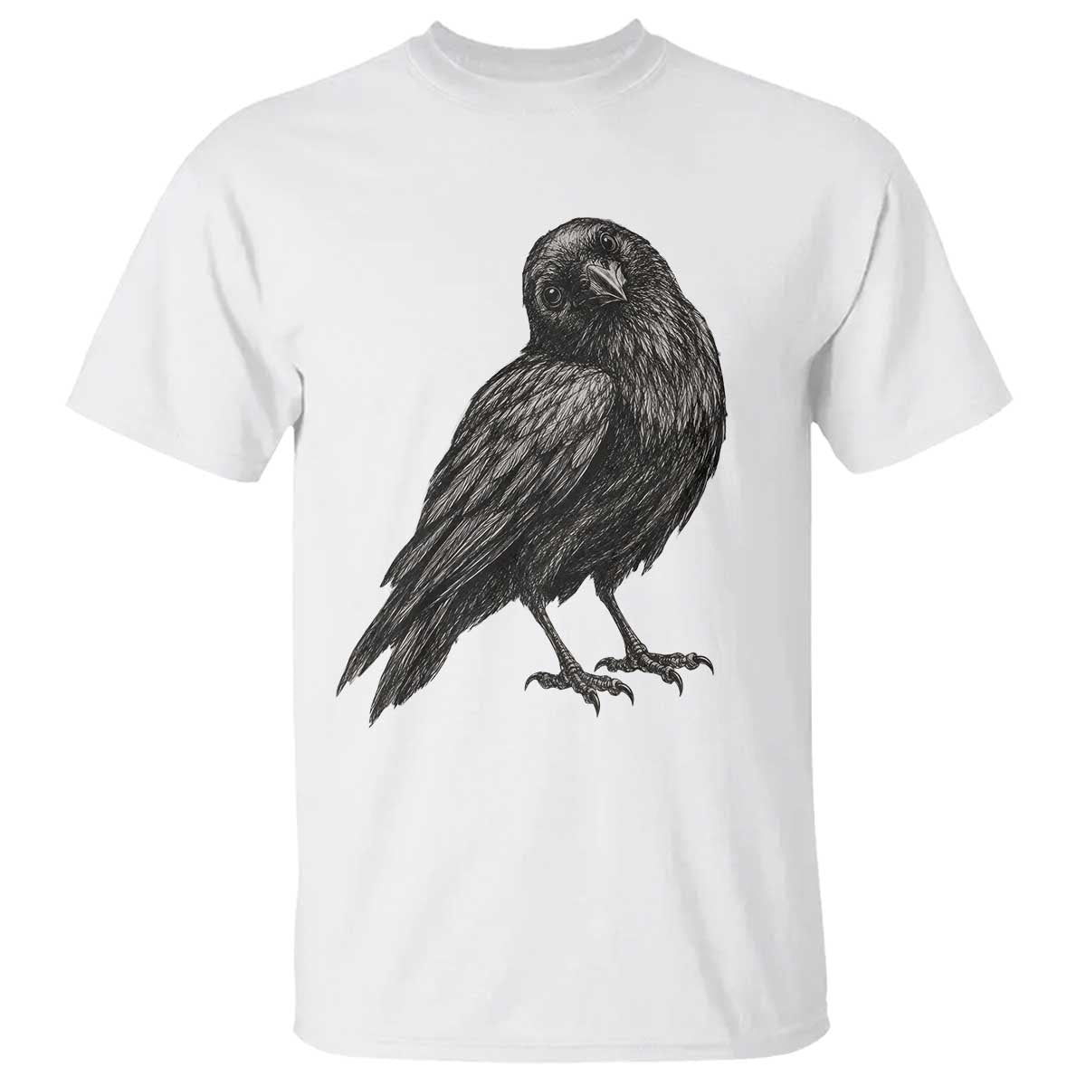 Curious Raven Crow T Shirt Vintage Dark Academia Gothic Black Bird Graphic