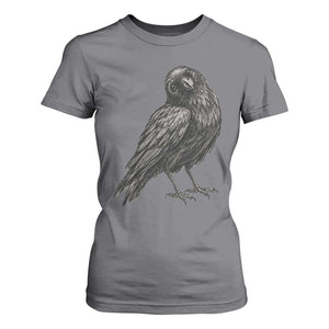 Curious Raven Crow T Shirt For Women Vintage Dark Academia Gothic Black Bird Graphic