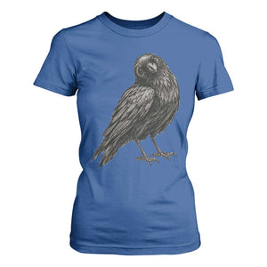 Curious Raven Crow T Shirt For Women Vintage Dark Academia Gothic Black Bird Graphic