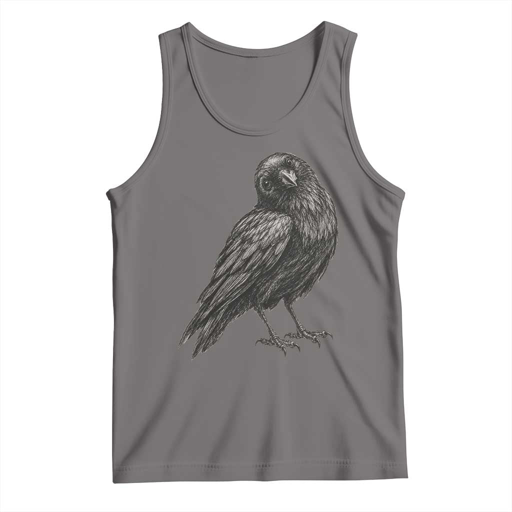 Curious Raven Crow Tank Top Vintage Dark Academia Gothic Black Bird Graphic