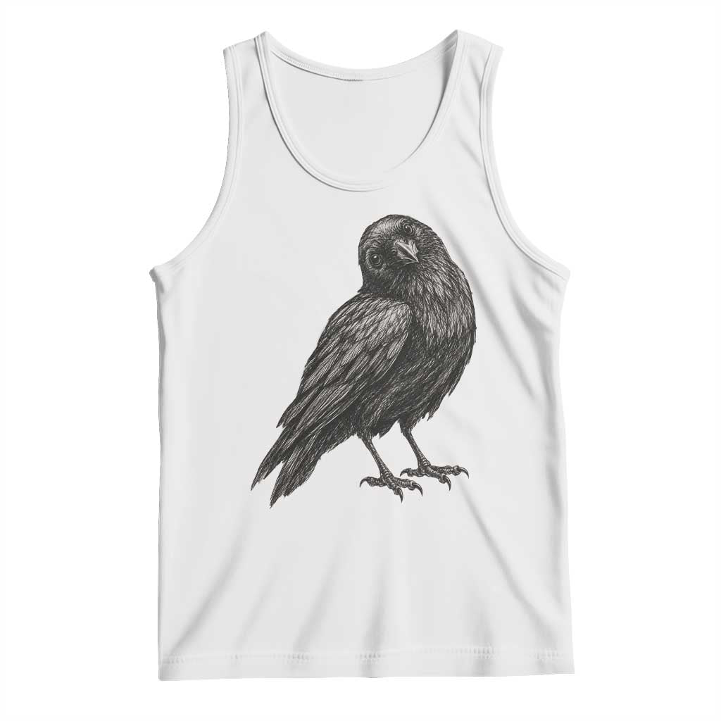 Curious Raven Crow Tank Top Vintage Dark Academia Gothic Black Bird Graphic TS10 White Print Your Wear