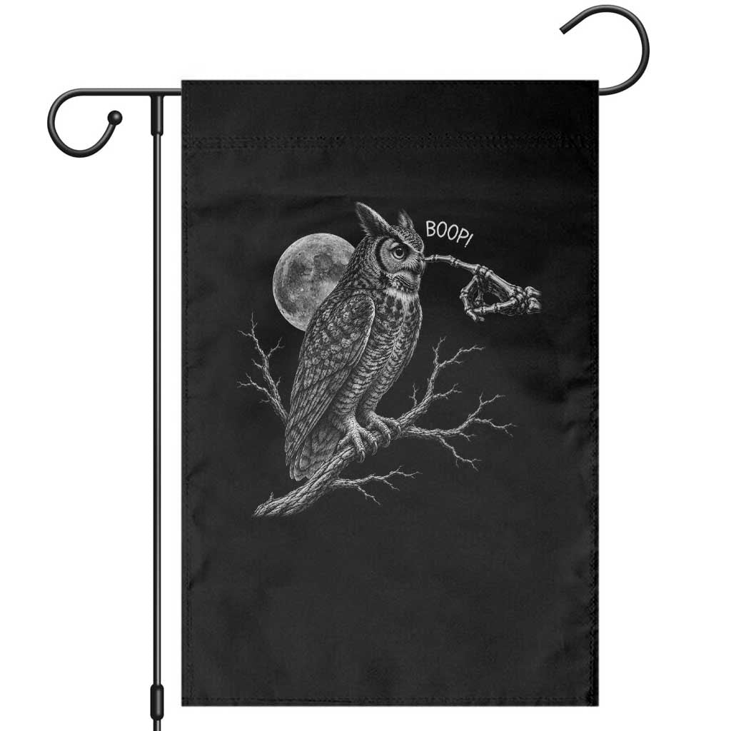 Skeleton Hand Boop Owl Garden Flag Funny Spooky Halloween Moon Graphic