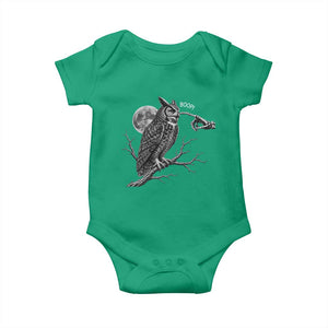 Skeleton Hand Boop Owl Baby Onesie Funny Spooky Halloween Moon Graphic