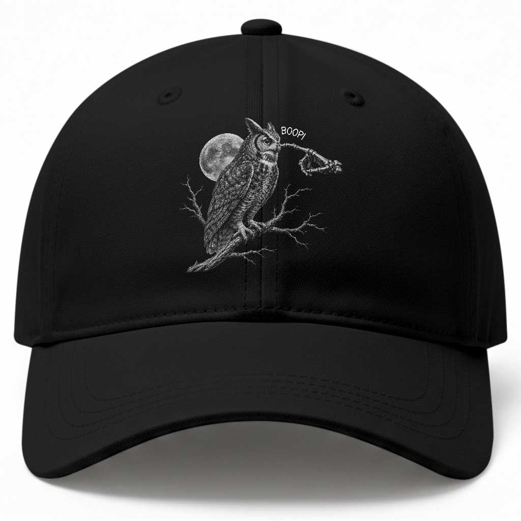 Skeleton Hand Boop Owl Baseball Cap Funny Spooky Halloween Moon Graphic TS10 Print Your Wear
