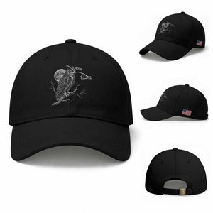 Skeleton Hand Boop Owl Baseball Cap Funny Spooky Halloween Moon Graphic