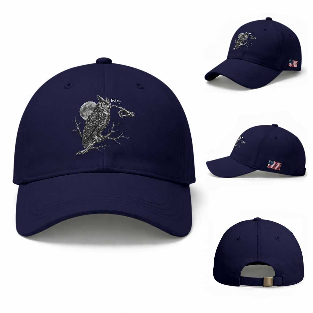 Skeleton Hand Boop Owl Baseball Cap Funny Spooky Halloween Moon Graphic