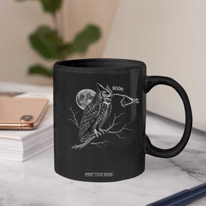 Skeleton Hand Boop Owl Coffee Mug Funny Spooky Halloween Moon Graphic