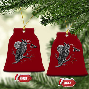 Skeleton Hand Boop Owl Ceramic Ornament Funny Spooky Halloween Moon Graphic