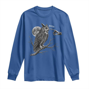 Skeleton Hand Boop Owl Long Sleeve Shirt Funny Spooky Halloween Moon Graphic