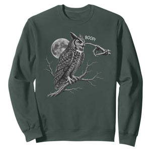 Skeleton Hand Boop Owl Sweatshirt Funny Spooky Halloween Moon Graphic