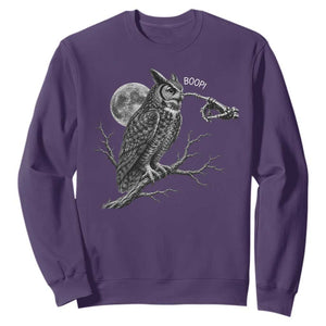 Skeleton Hand Boop Owl Sweatshirt Funny Spooky Halloween Moon Graphic