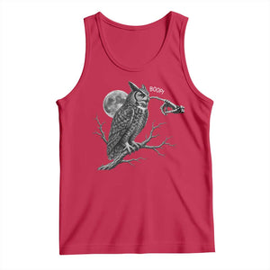 Skeleton Hand Boop Owl Tank Top Funny Spooky Halloween Moon Graphic