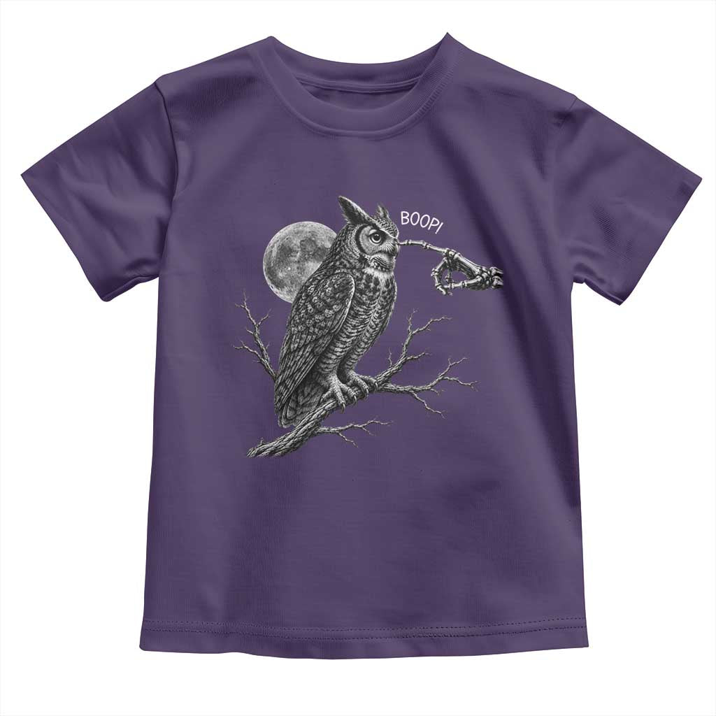 Skeleton Hand Boop Owl Toddler T Shirt Funny Spooky Halloween Moon Graphic