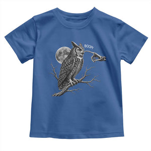 Skeleton Hand Boop Owl Toddler T Shirt Funny Spooky Halloween Moon Graphic