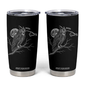 Skeleton Hand Boop Owl Tumbler Cup Funny Spooky Halloween Moon Graphic