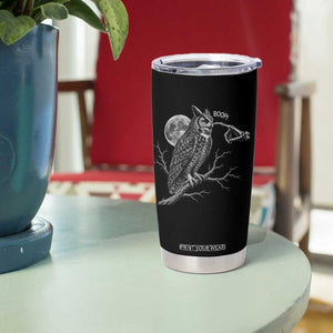 Skeleton Hand Boop Owl Tumbler Cup Funny Spooky Halloween Moon Graphic