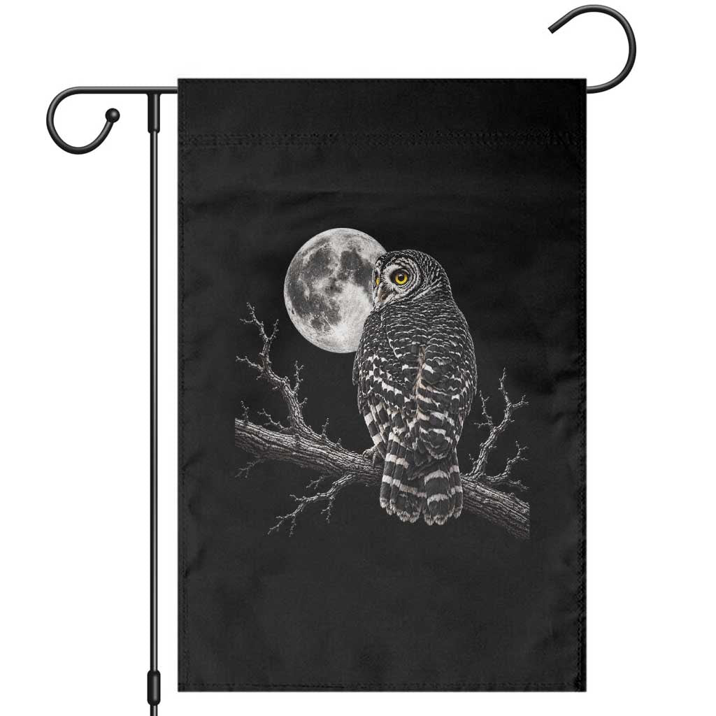 Owl Full Moon Graphic Garden Flag Vintage Dark Academia Bird TS10 Black Print Your Wear