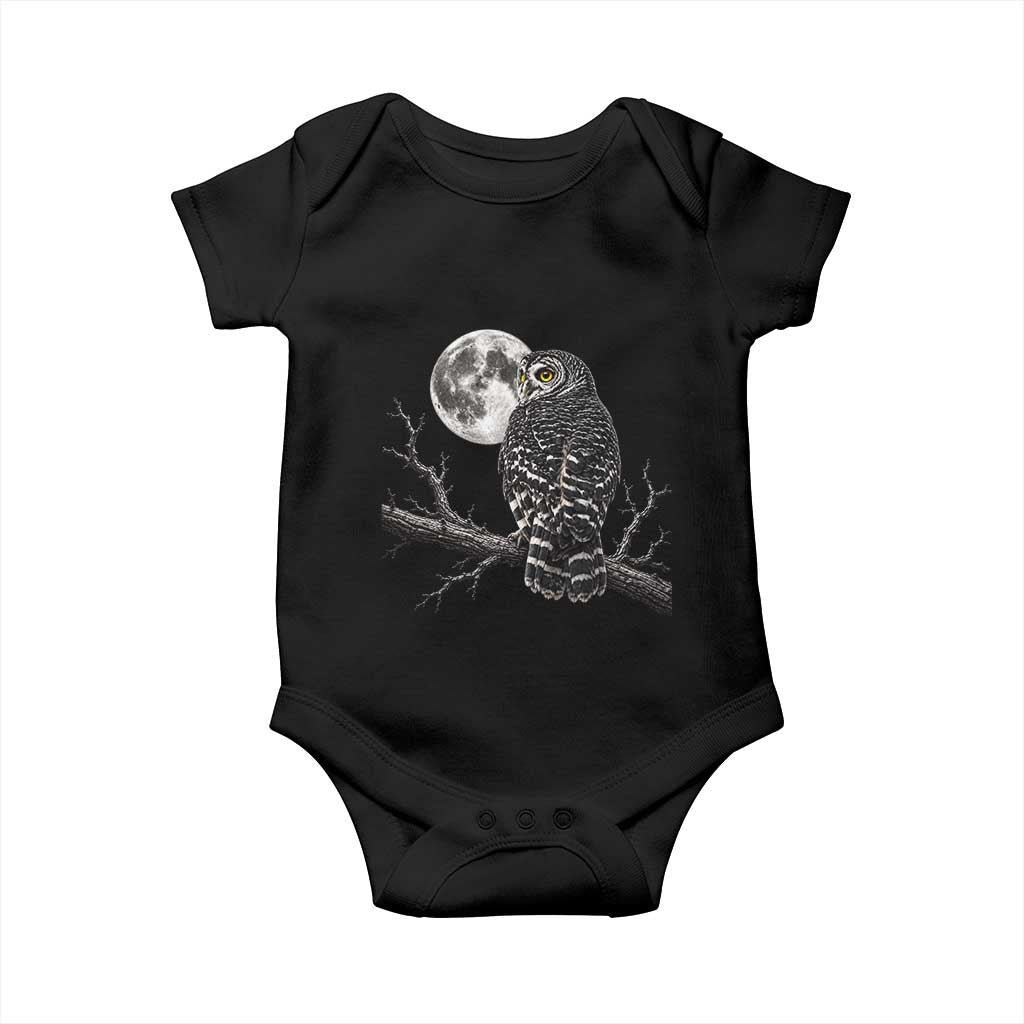 Owl Full Moon Graphic Baby Onesie Vintage Dark Academia Bird TS10 Black Print Your Wear