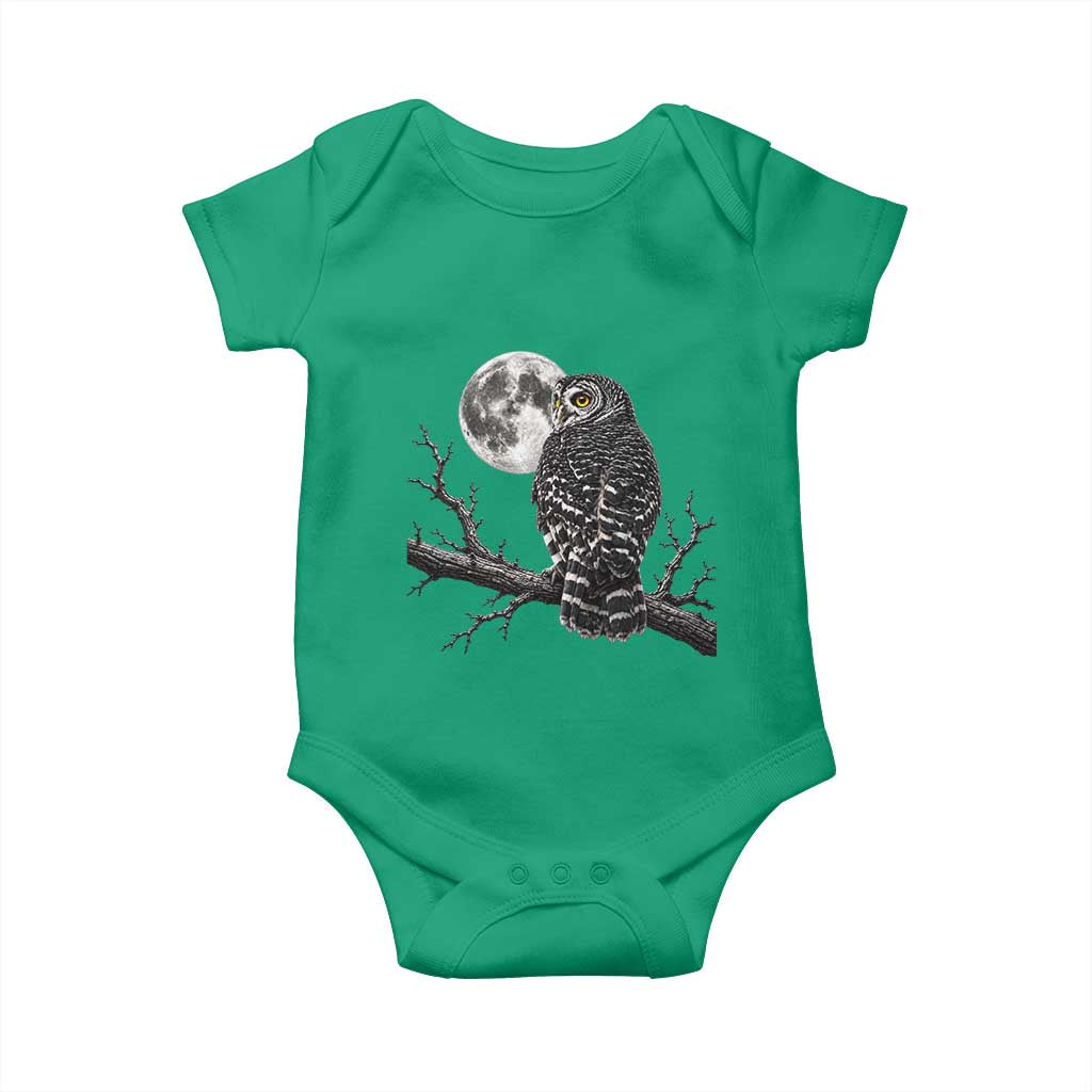 Owl Full Moon Graphic Baby Onesie Vintage Dark Academia Bird