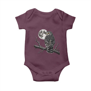 Owl Full Moon Graphic Baby Onesie Vintage Dark Academia Bird