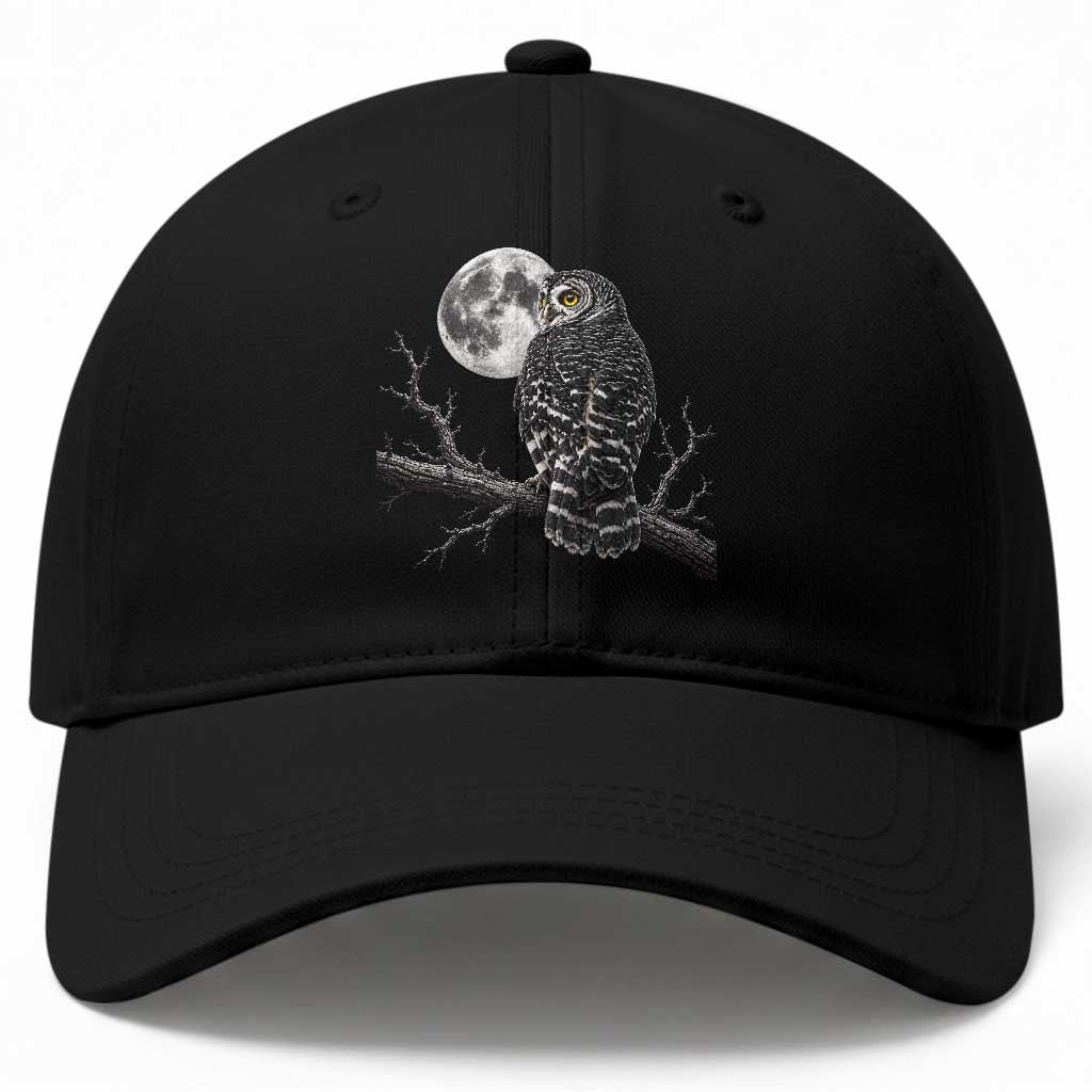 Owl Full Moon Graphic Baseball Cap Vintage Dark Academia Bird TS10 Print Your Wear