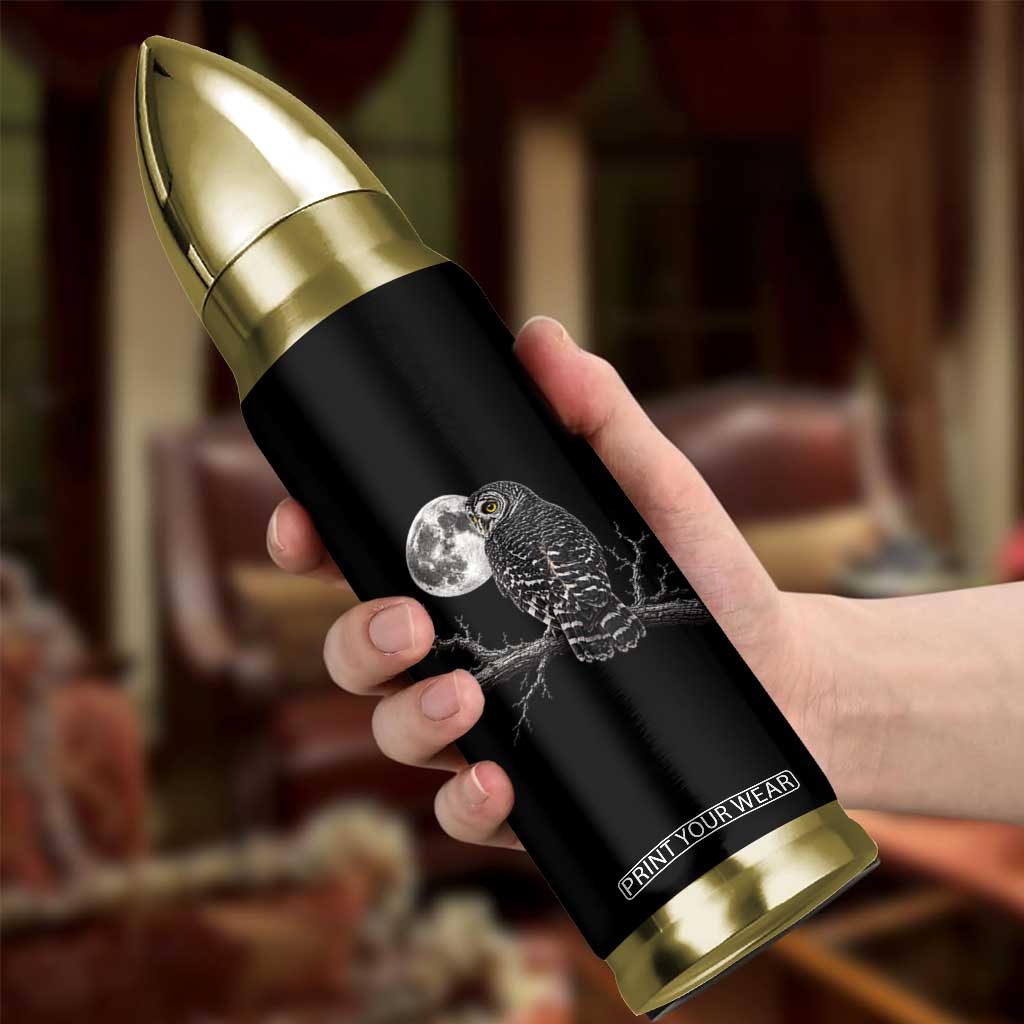 Owl Full Moon Graphic Bullet Tumbler Vintage Dark Academia Bird