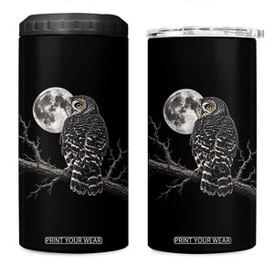 Owl Full Moon Graphic 4 in 1 Can Cooler Tumbler Vintage Dark Academia Bird
