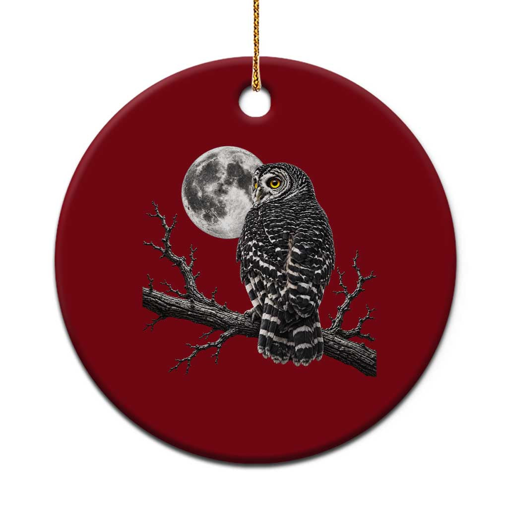 Owl Full Moon Graphic Ceramic Ornament Vintage Dark Academia Bird
