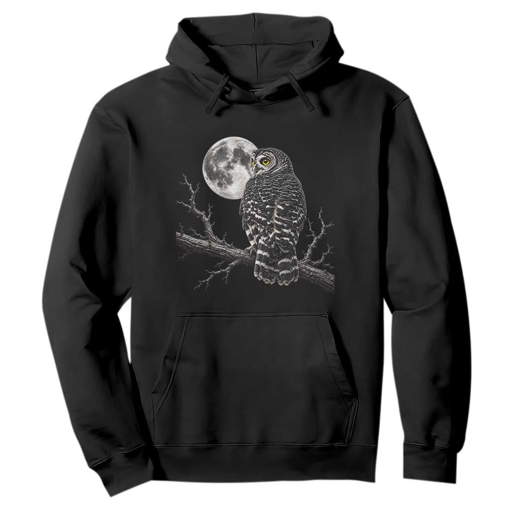 Owl Full Moon Graphic Hoodie Vintage Dark Academia Bird
