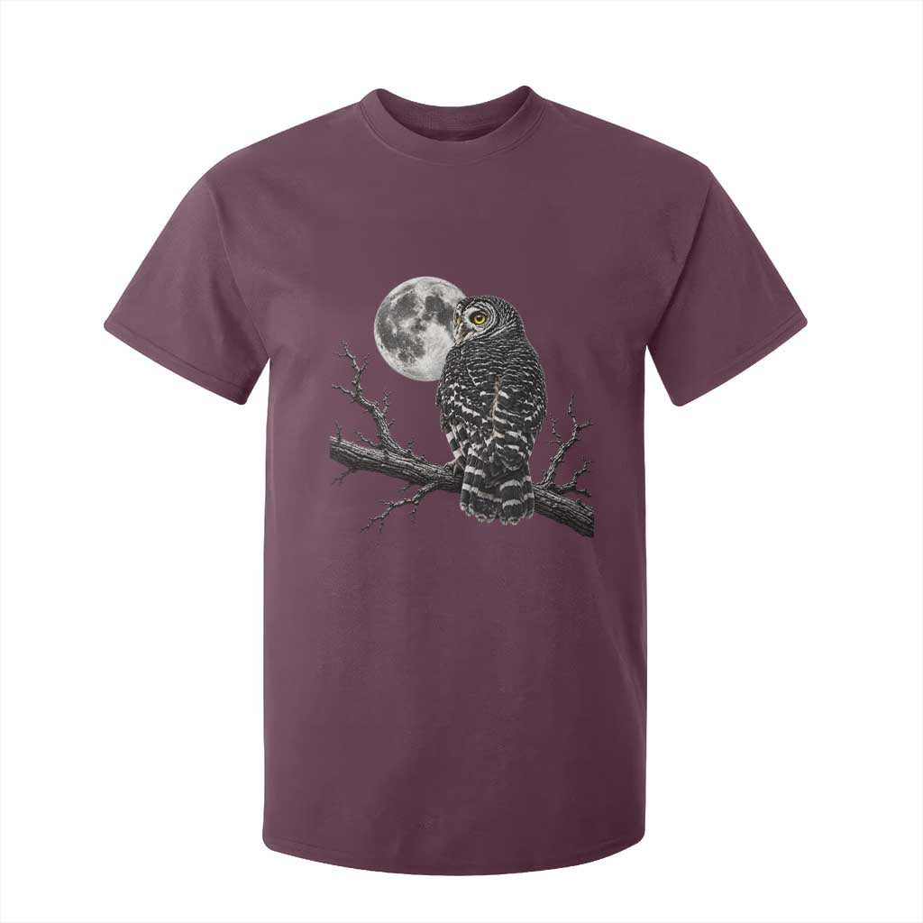 Owl Full Moon Graphic T Shirt For Kid Vintage Dark Academia Bird