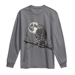 Owl Full Moon Graphic Long Sleeve Shirt Vintage Dark Academia Bird