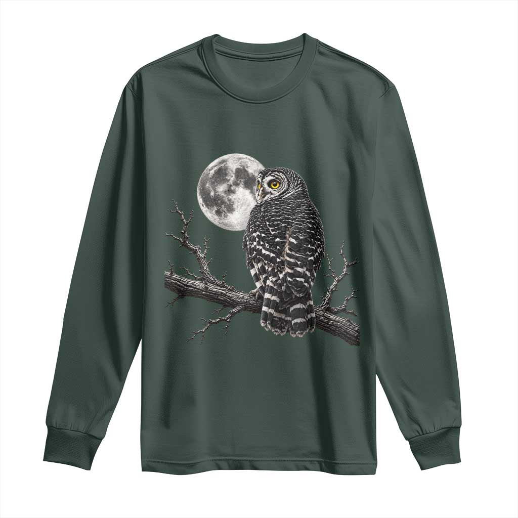 Owl Full Moon Graphic Long Sleeve Shirt Vintage Dark Academia Bird