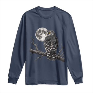Owl Full Moon Graphic Long Sleeve Shirt Vintage Dark Academia Bird