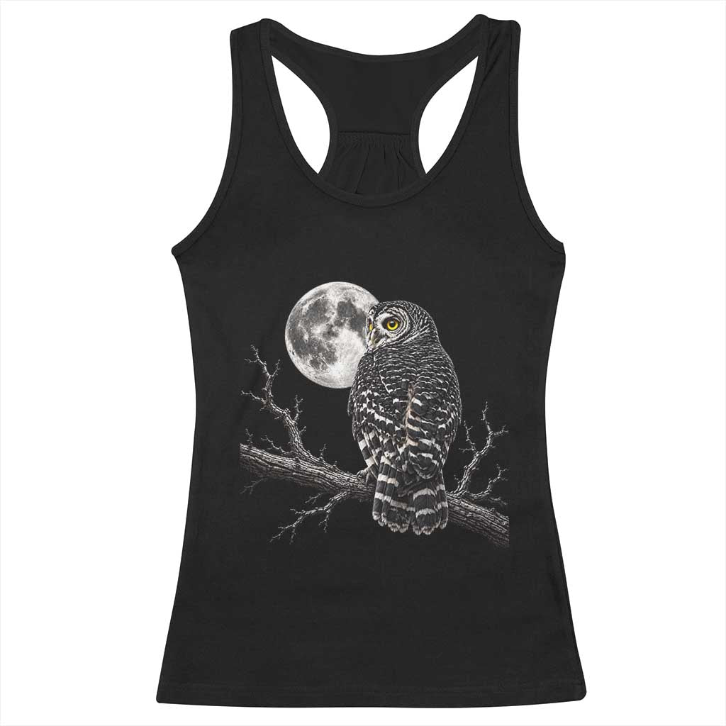 Owl Full Moon Graphic Racerback Tank Top Vintage Dark Academia Bird TS10 Black Print Your Wear