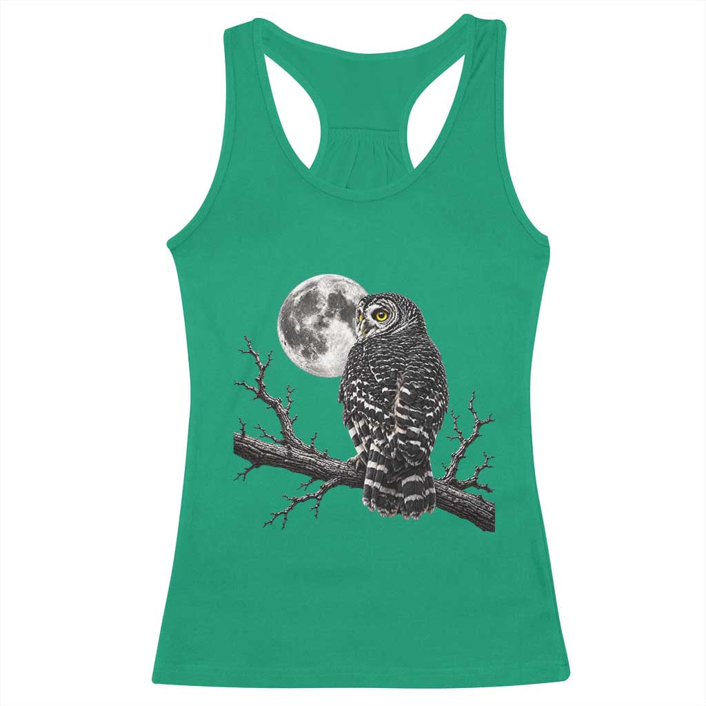 Owl Full Moon Graphic Racerback Tank Top Vintage Dark Academia Bird