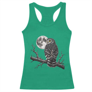 Owl Full Moon Graphic Racerback Tank Top Vintage Dark Academia Bird