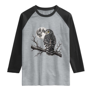 Owl Full Moon Graphic Raglan Shirt Vintage Dark Academia Bird